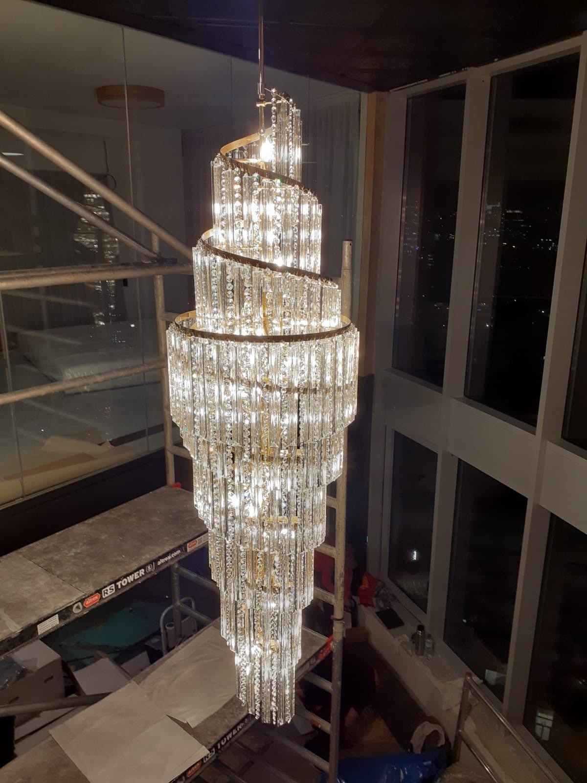 Luxury Spiral Crystal Chandelier for High - ceiling/Foyer/Staircase - D21.6"*H86.6"/60.4kgWarm Lightcasivra