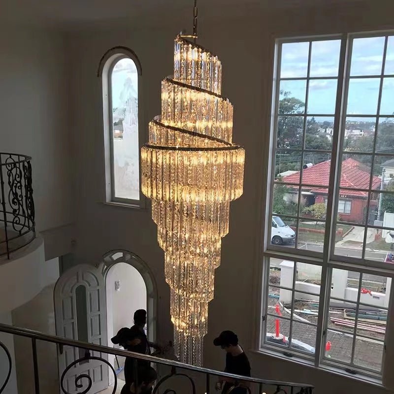 Luxury Spiral Crystal Chandelier for High - ceiling/Foyer/Staircase - D21.6"*H86.6"/60.4kgWarm Lightcasivra