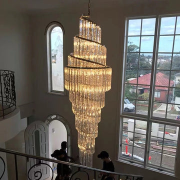 Luxury Spiral Crystal Chandelier for High - ceiling/Foyer/Staircase - D21.6"*H86.6"/60.4kgWarm Lightcasivra