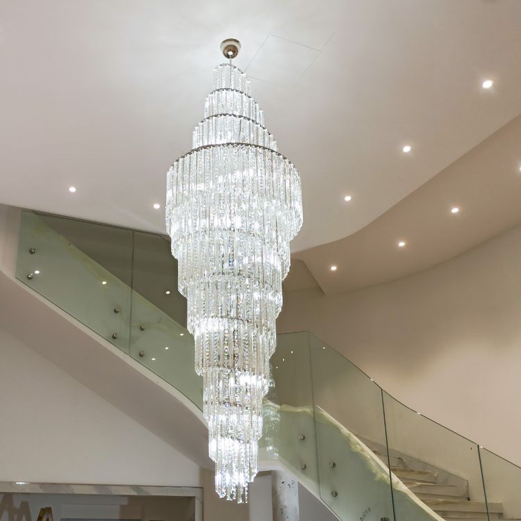 Luxury Spiral Crystal Chandelier for High - ceiling/Foyer/Staircase - D31.5"*H126"/110kgWhite Lightcasivra
