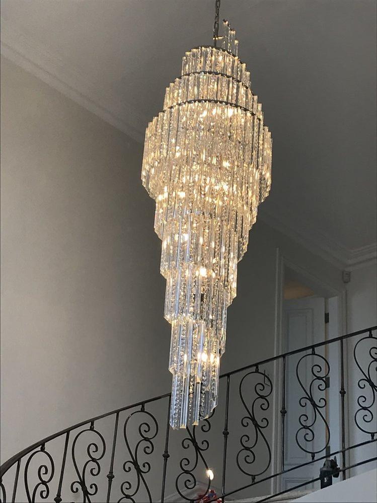 Luxury Spiral Crystal Chandelier for High - ceiling/Foyer/Staircase - D21.6"*H86.6"/60.4kgWarm Lightcasivra