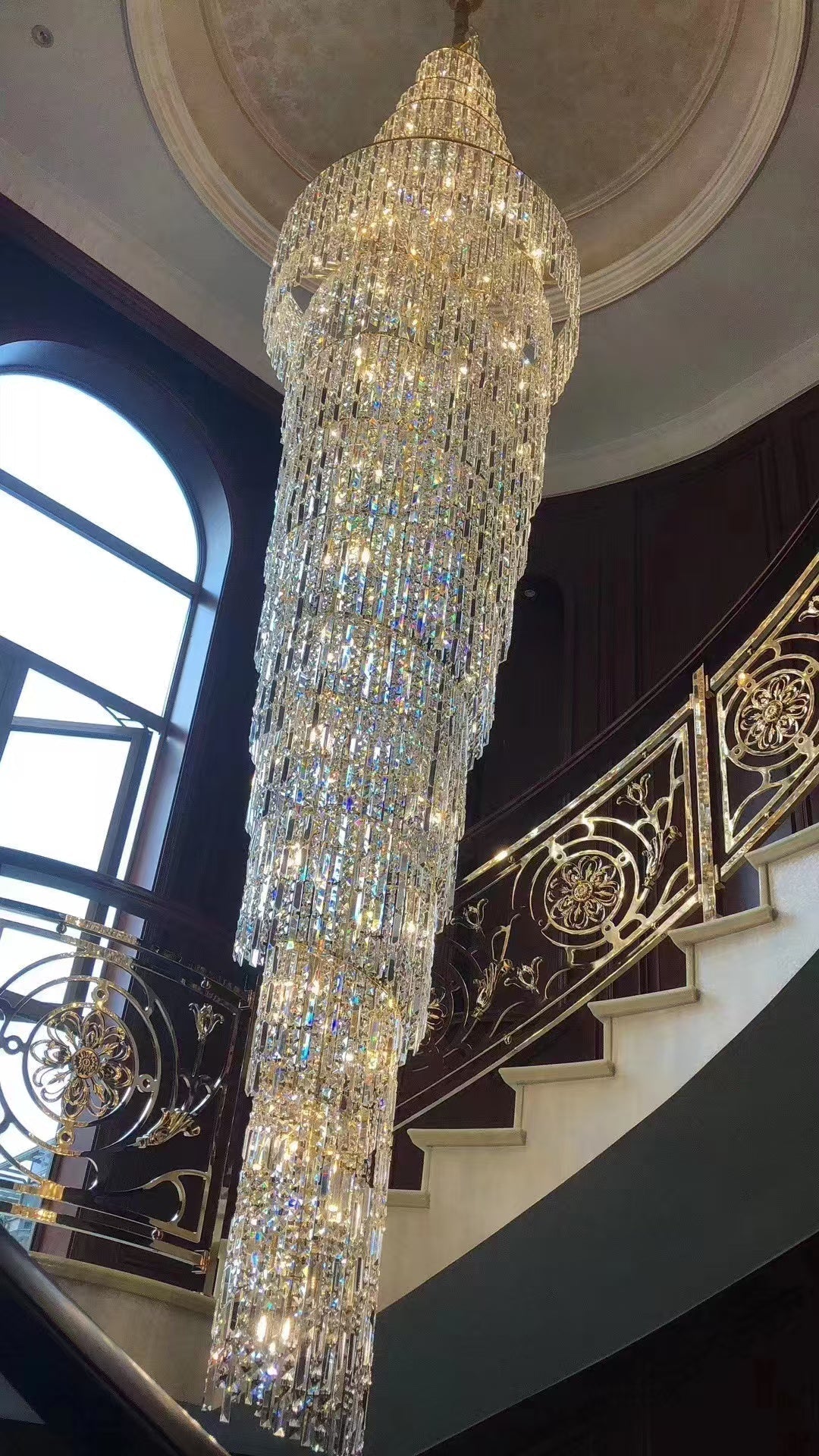 Luxury Spiral Crystal Chandelier for High - ceiling/Foyer/Staircase - D31.5"*H126"/110kgWarm Lightcasivra