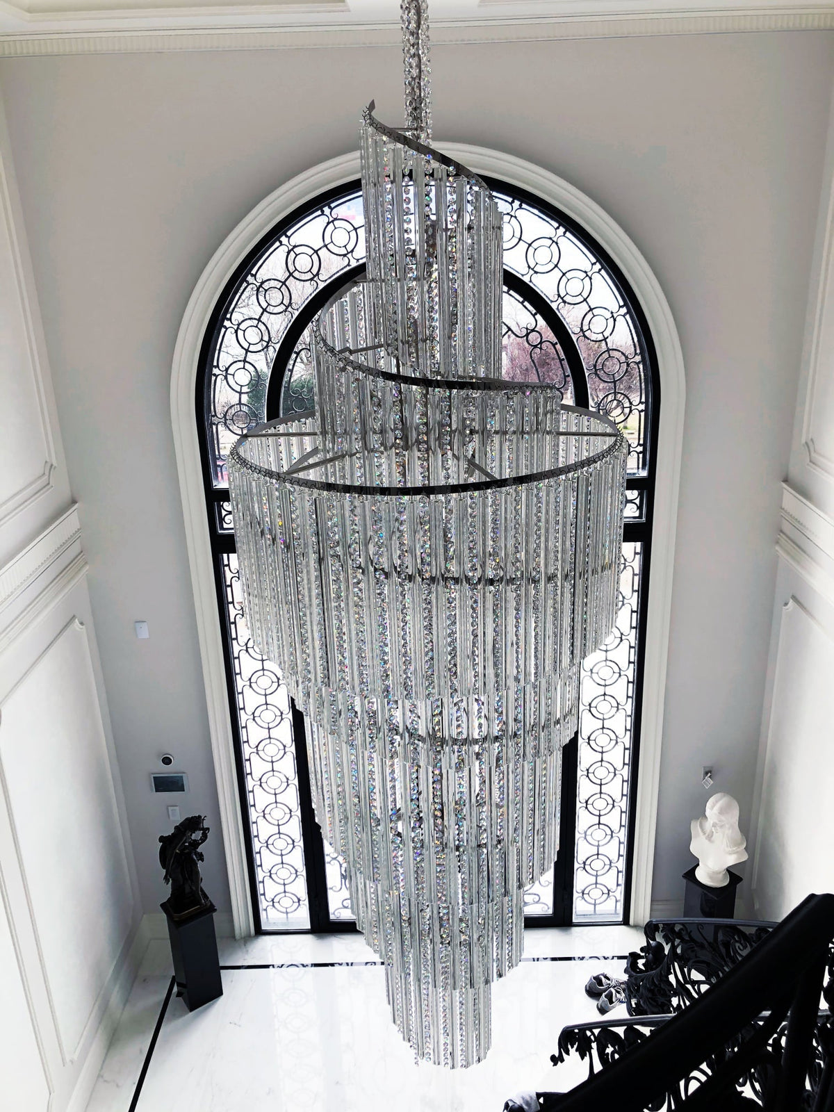 Luxury Spiral Crystal Chandelier for High - ceiling/Foyer/Staircase - D21.6"*H86.6"/60.4kgWhite Lightcasivra