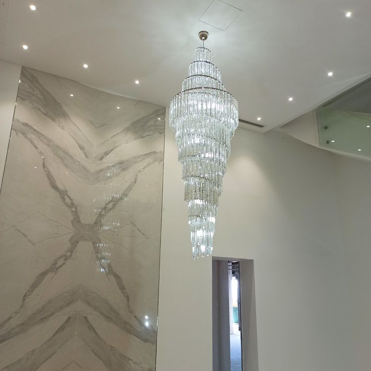 Luxury Spiral Crystal Chandelier for High - ceiling/Foyer/Staircase - D31.5"*H126"/110kgWhite Lightcasivra