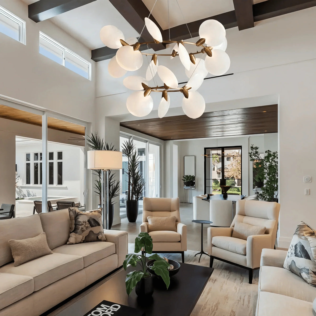 Livia 2-Tiered Halo Chandelier - brass finish, modern home lighting