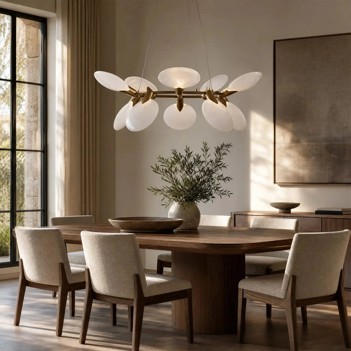 Livia Halo Chandelier in brass by Blush Lighting