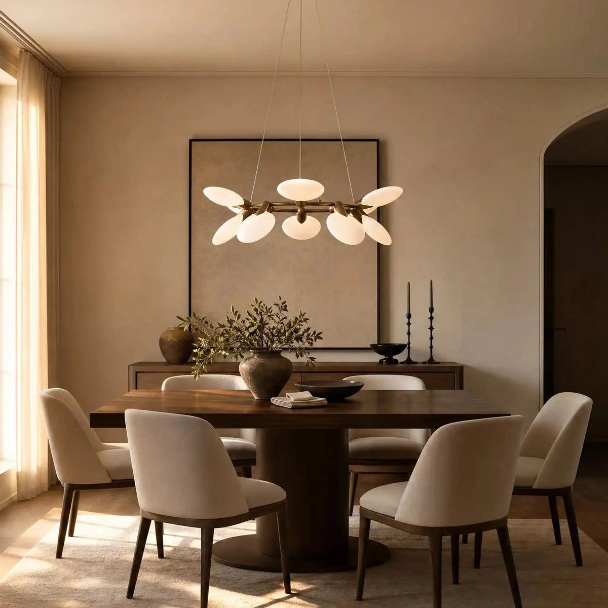 Livia Halo Chandelier - brass finish, modern home lighting