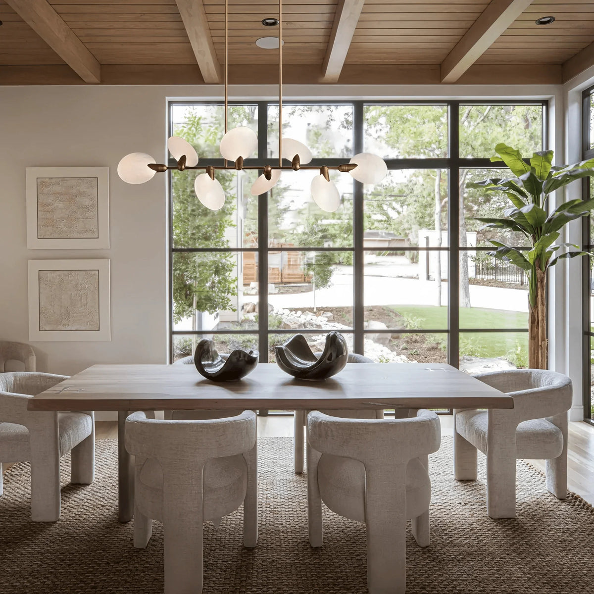 Livia Linear Chandelier 62"74" - brass finish, modern home lighting