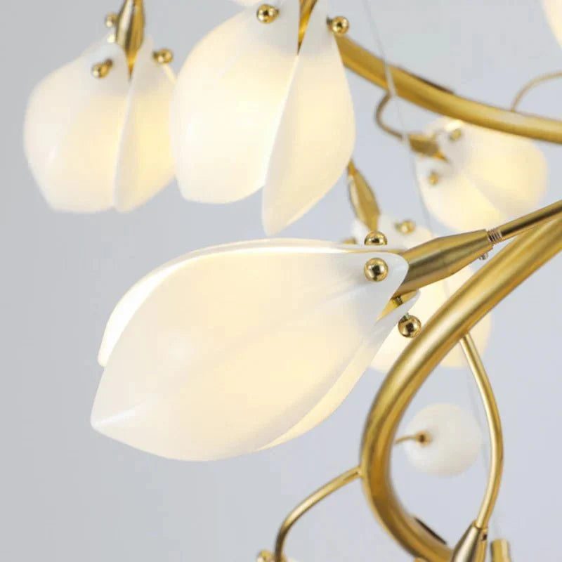 Lysandra Flower staircase chandelier - ∅ 31.5″ x H 59.1″ / Dia 80cm x H 150cmGold + Whitecasivra
