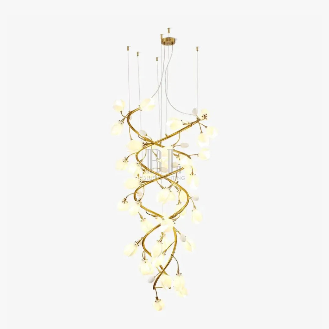 Lysandra Flower staircase chandelier - ∅ 31.5″ x H 59.1″ / Dia 80cm x H 150cmGold + Whitecasivra