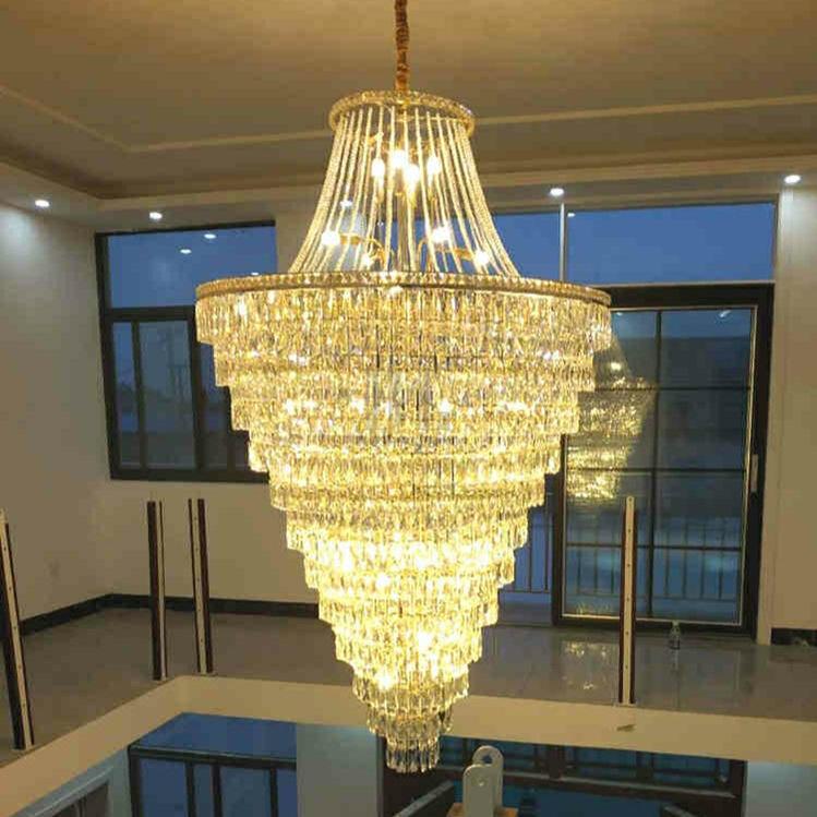 Magnificent Extra Large Foyer Hall Chandelier Tiered Crystal Ceiling Lighting Fixture For Living Room Decor - 5 Layers/ D15.8"*D31.5"/ 12 Lightscasivra