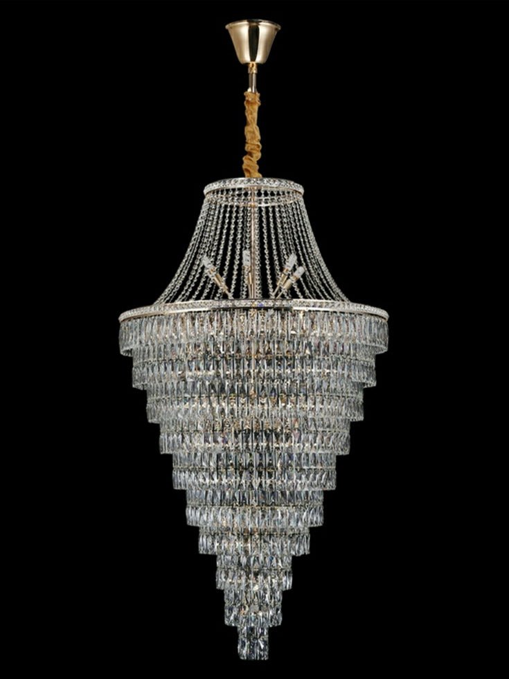 Magnificent Extra Large Foyer Hall Chandelier Tiered Crystal Ceiling Lighting Fixture For Living Room Decor - 5 Layers/ D15.8"*D31.5"/ 12 Lightscasivra