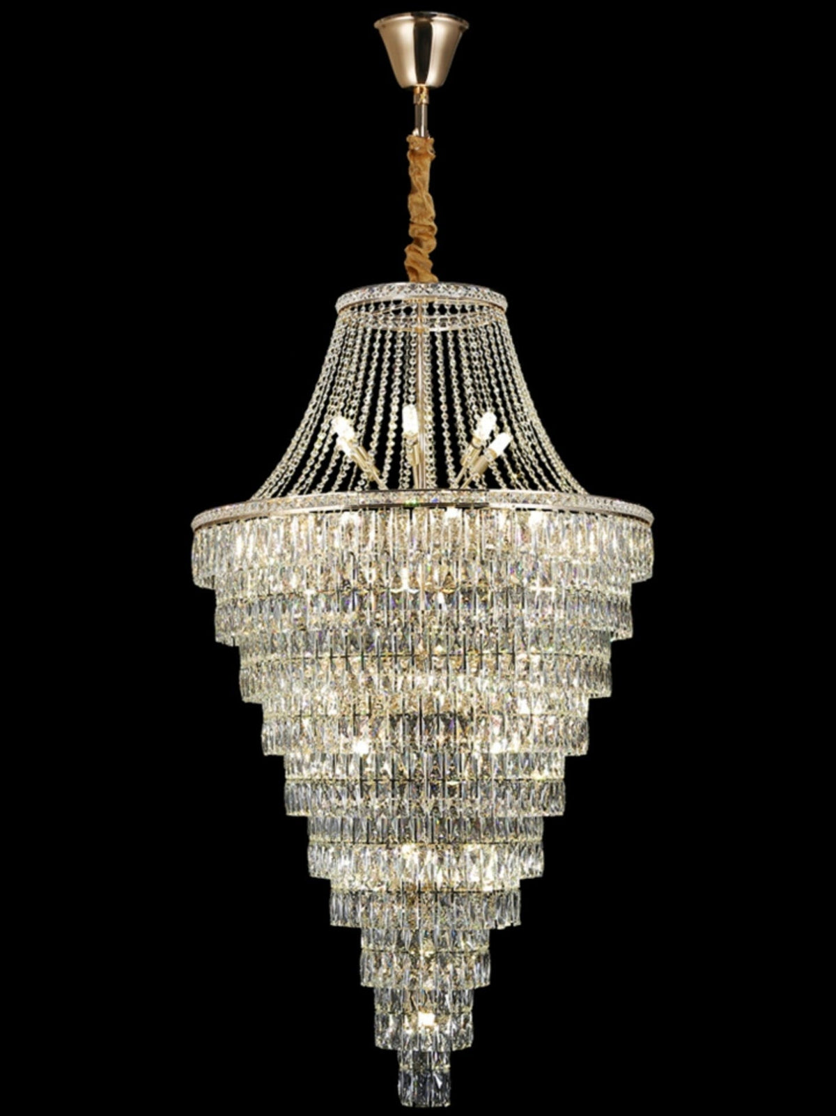 Magnificent Extra Large Foyer Hall Chandelier Tiered Crystal Ceiling Lighting Fixture For Living Room Decor - 5 Layers/ D15.8"*D31.5"/ 12 Lightscasivra
