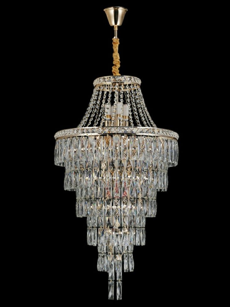 Magnificent Extra Large Foyer Hall Chandelier Tiered Crystal Ceiling Lighting Fixture For Living Room Decor - 5 Layers/ D15.8"*D31.5"/ 12 Lightscasivra