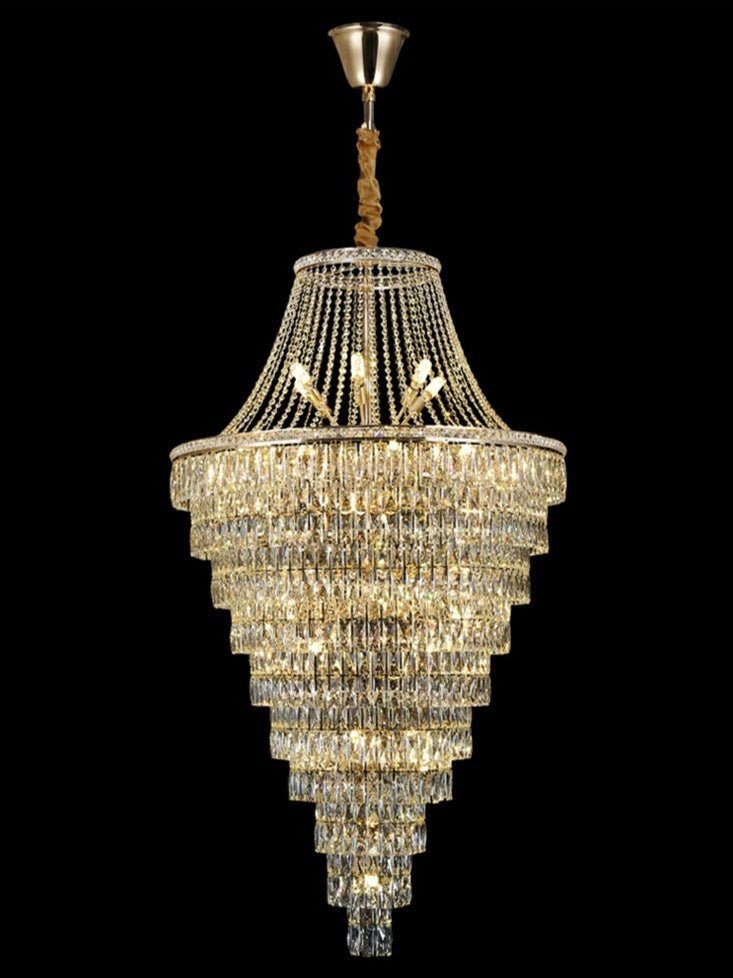 Magnificent Extra Large Foyer Hall Chandelier Tiered Crystal Ceiling Lighting Fixture For Living Room Decor - 5 Layers/ D15.8"*D31.5"/ 12 Lightscasivra