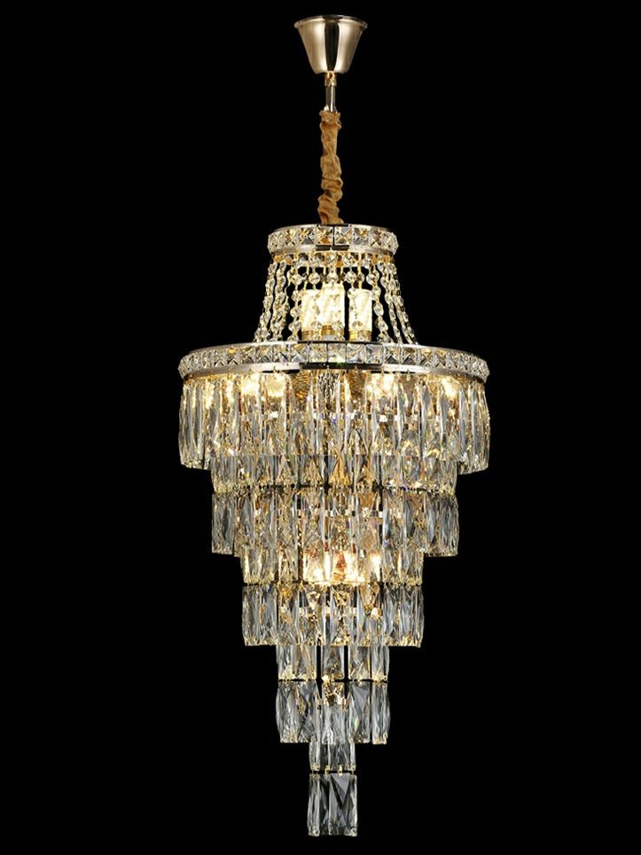 Magnificent Extra Large Foyer Hall Chandelier Tiered Crystal Ceiling Lighting Fixture For Living Room Decor - 5 Layers/ D15.8"*D31.5"/ 12 Lightscasivra