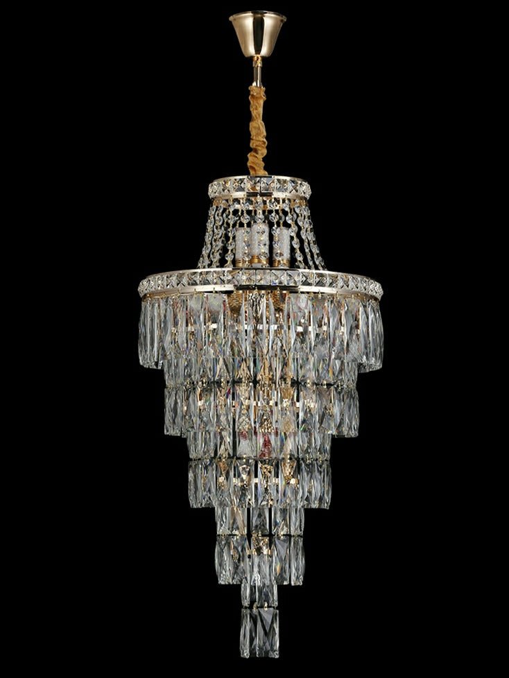 Magnificent Extra Large Foyer Hall Chandelier Tiered Crystal Ceiling Lighting Fixture For Living Room Decor - 5 Layers/ D15.8"*D31.5"/ 12 Lightscasivra