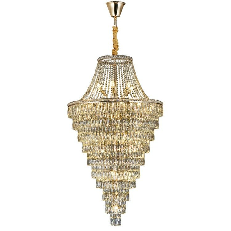 Magnificent Extra Large Foyer Hall Chandelier Tiered Crystal Ceiling Lighting Fixture For Living Room Decor - 5 Layers/ D15.8"*D31.5"/ 12 Lightscasivra