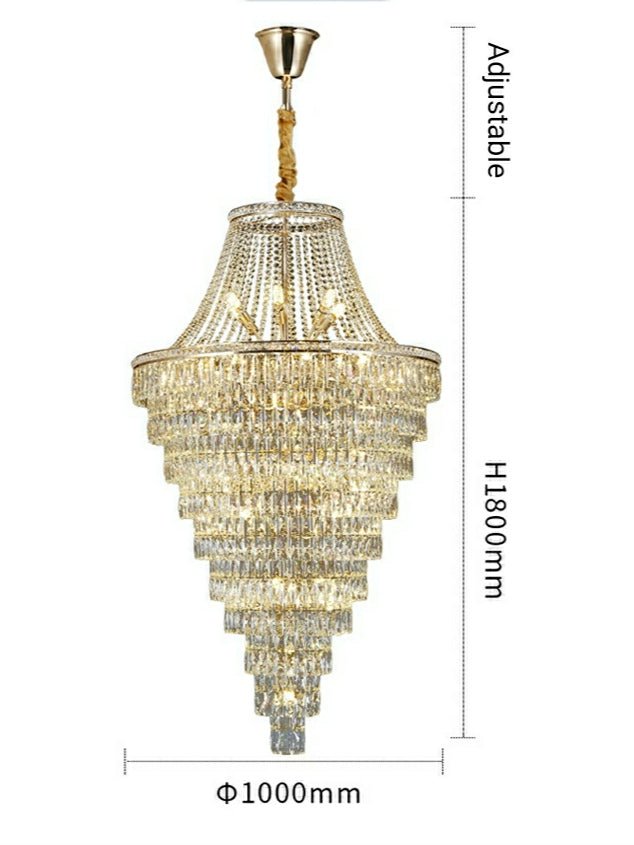 Magnificent Extra Large Foyer Hall Chandelier Tiered Crystal Ceiling Lighting Fixture For Living Room Decor - 5 Layers/ D15.8"*D31.5"/ 12 Lightscasivra