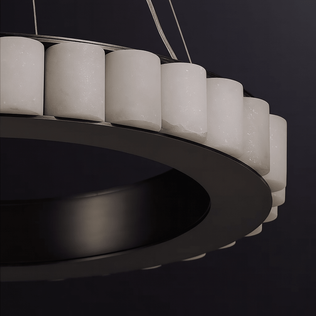 Hampton marble dining chandelier close-up