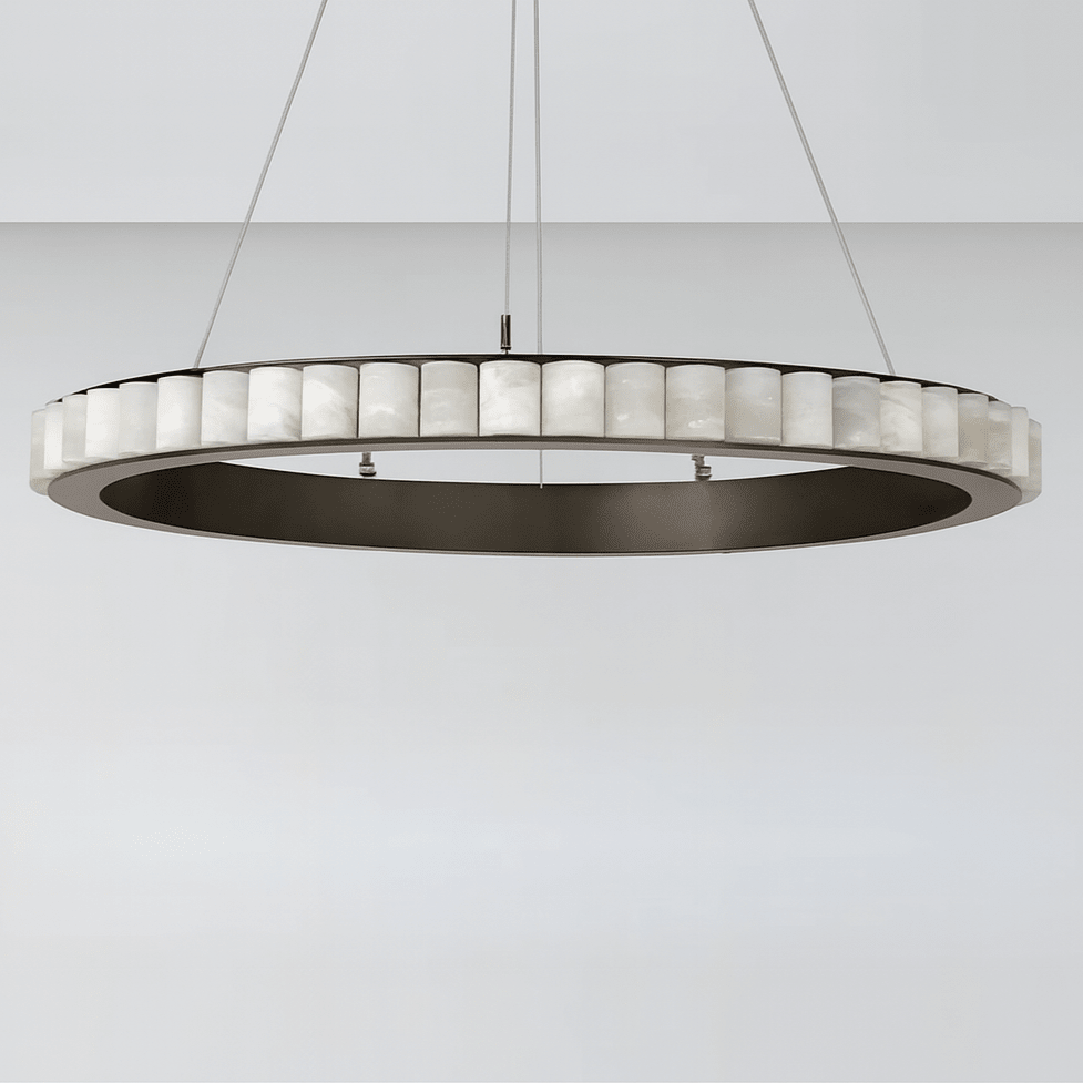 Detail of natural marble on the Hampton chandelier