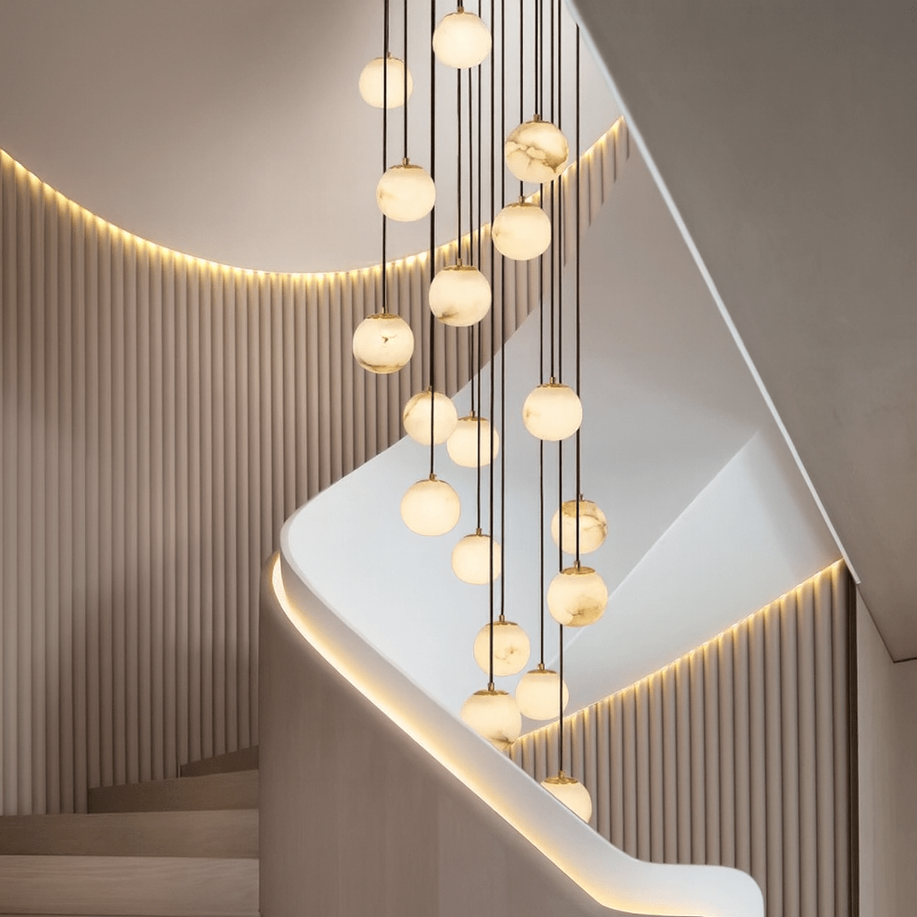 Brighton marble ball chandelier full fixture view