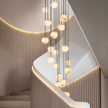 Brighton marble ball chandelier full fixture view