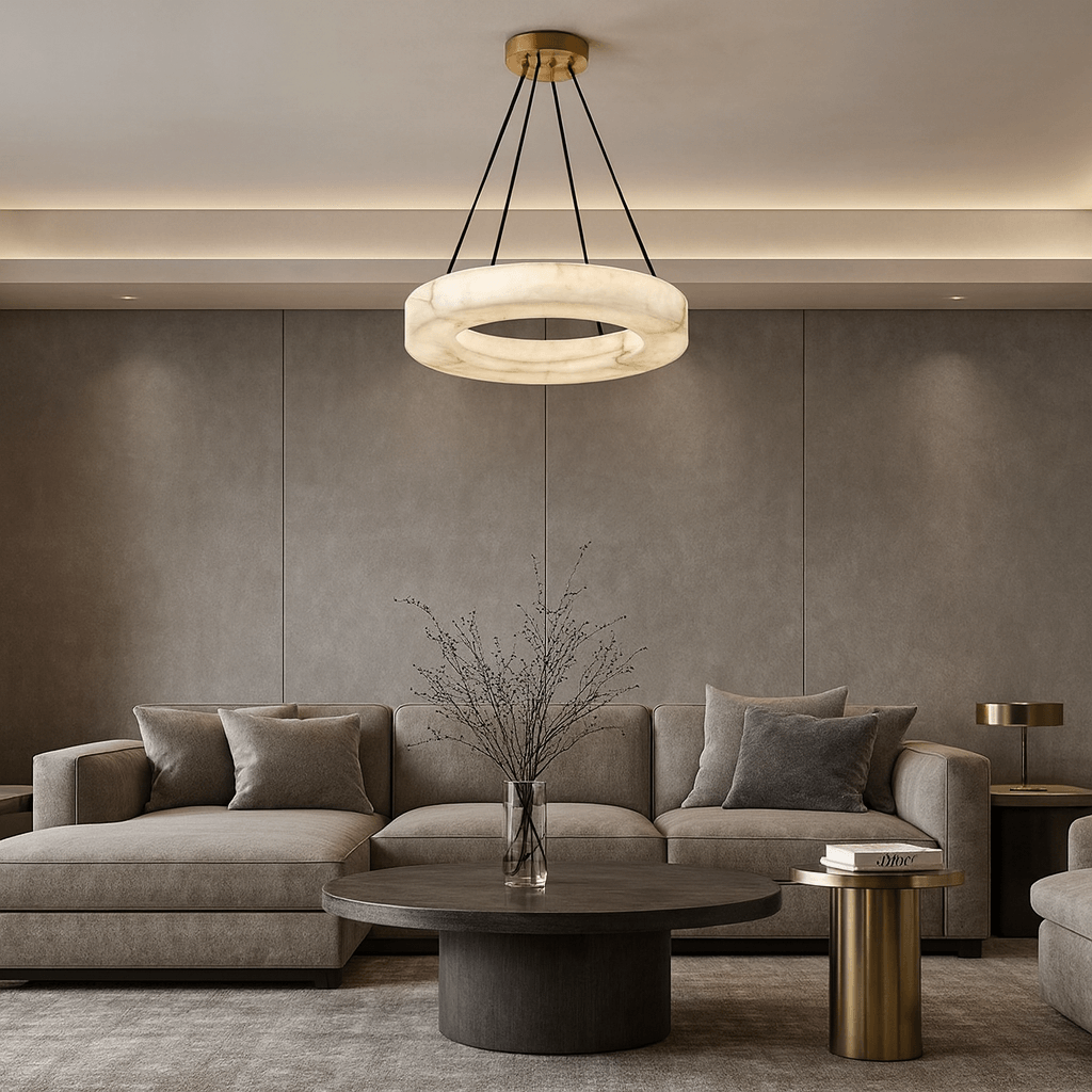 Palmer marble chandelier full fixture view