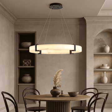 Chester marble ring chandelier full fixture view