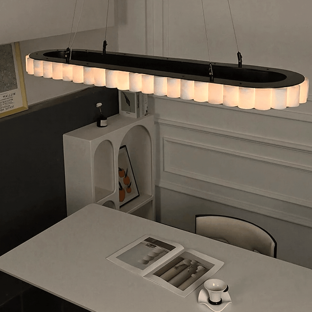 Hampton marble dining chandelier side profile