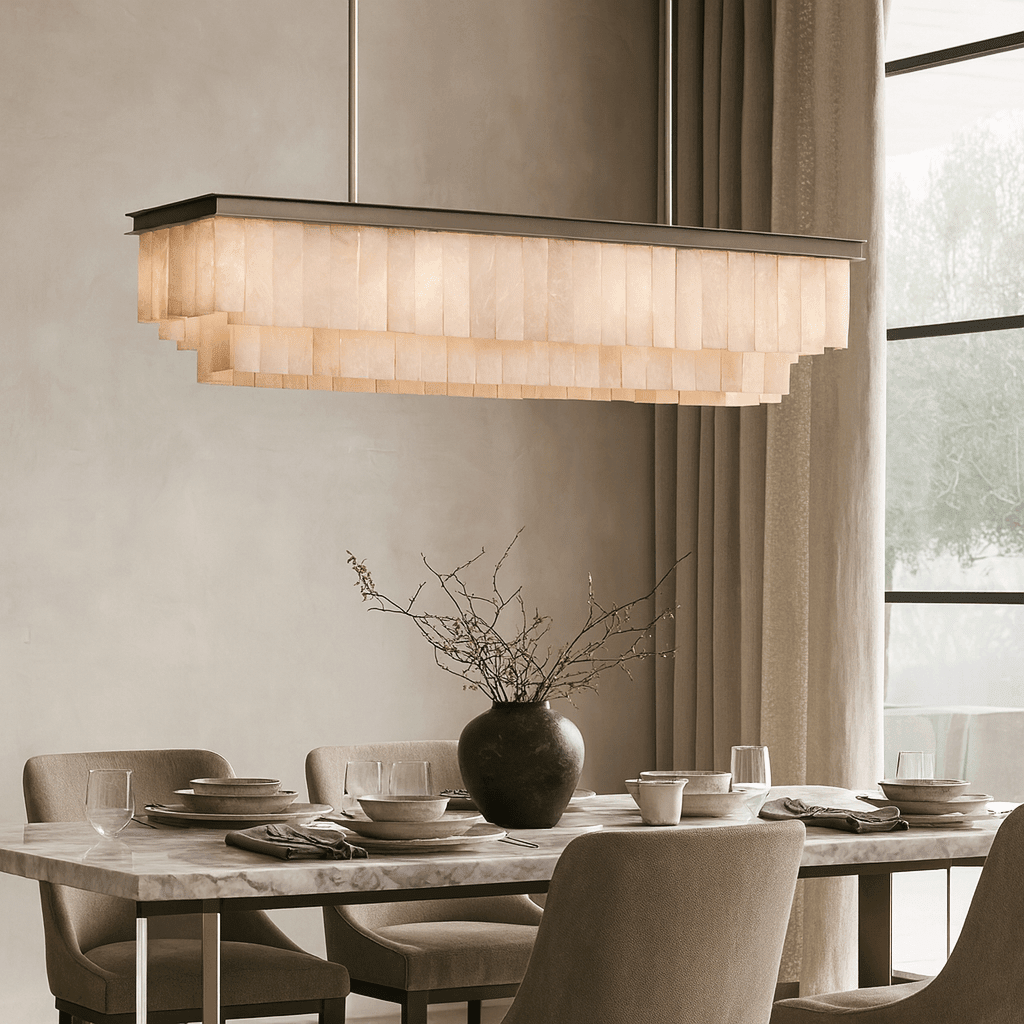 Windsor marble dining chandelier over a dining table