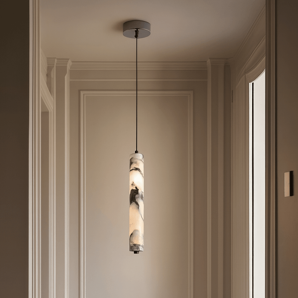 Valmont marble pendant light full view