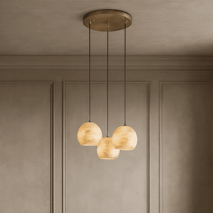 Auris 3-light marble chandelier full fixture view