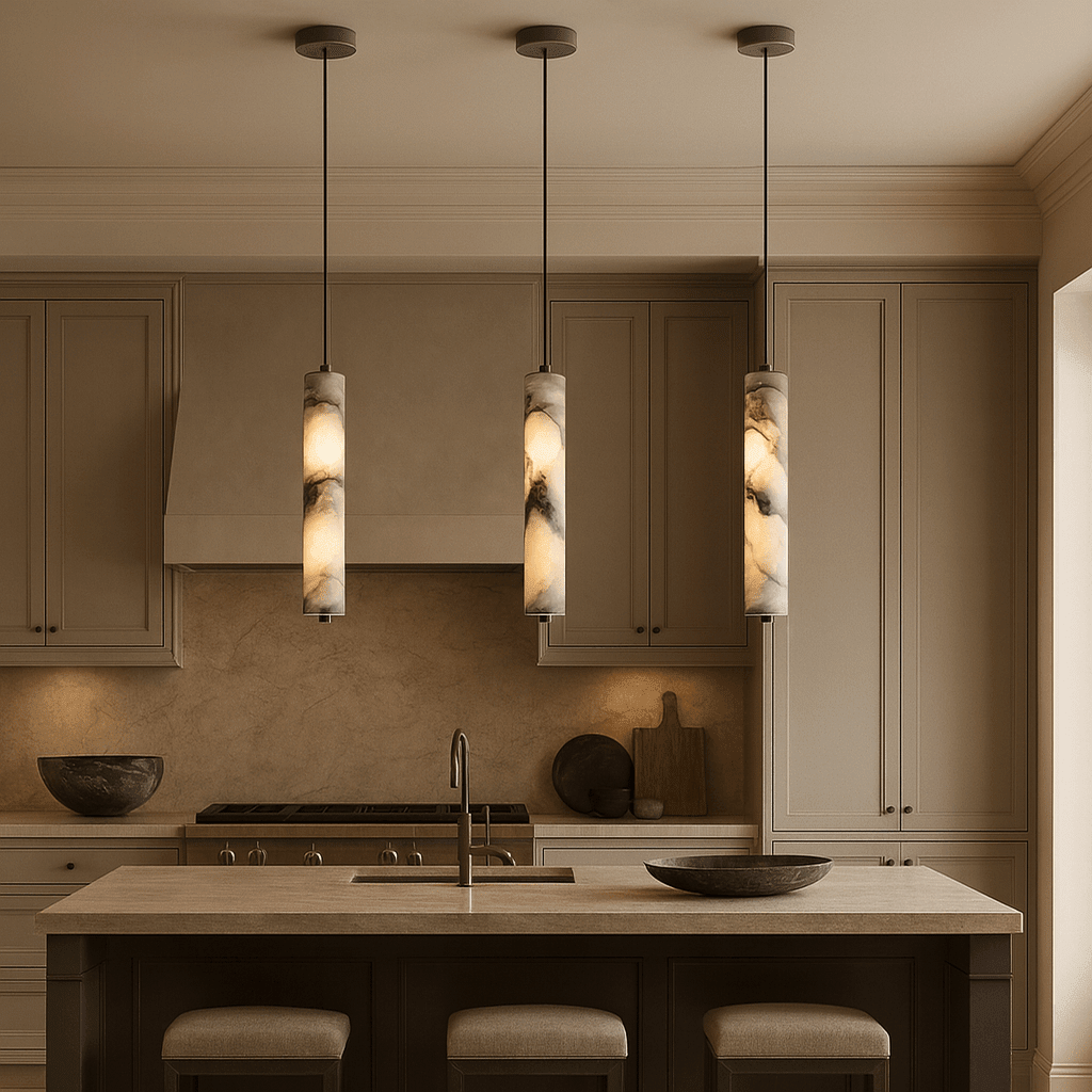 Valmont marble pendant light full view