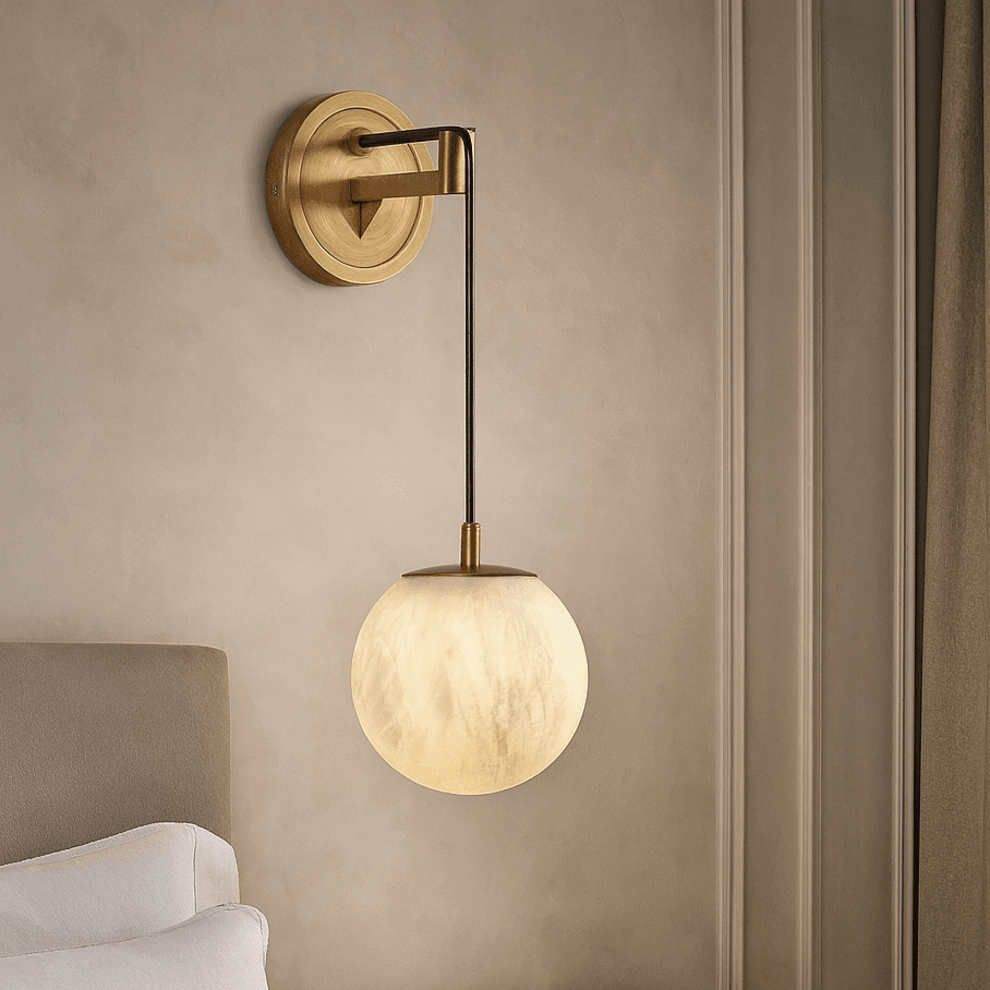 Horrin marble ball wall sconce full view