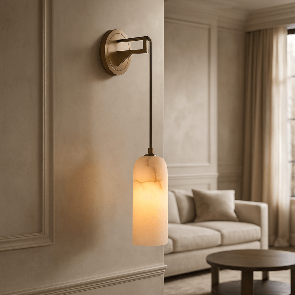 Lucera marble and brass wall sconce full view