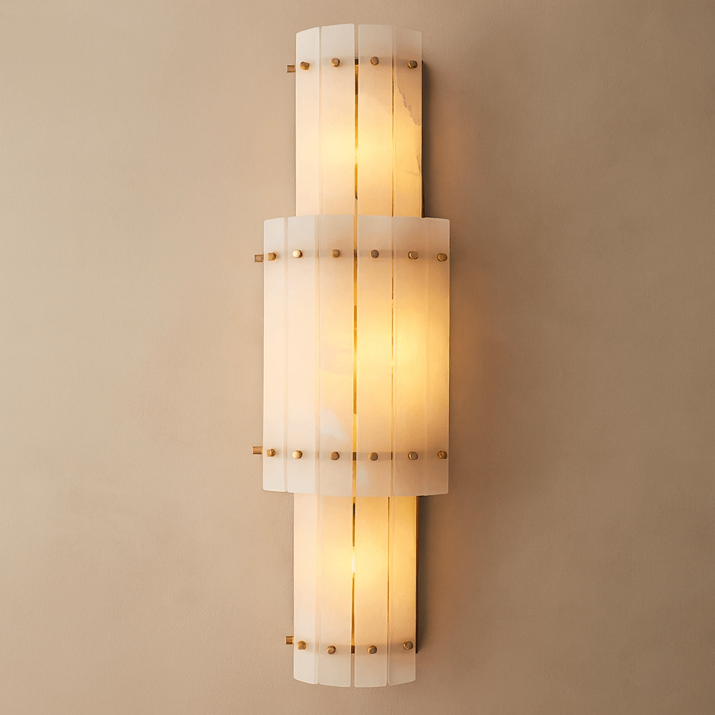 Detail of marble veining on the Valmont wall sconce