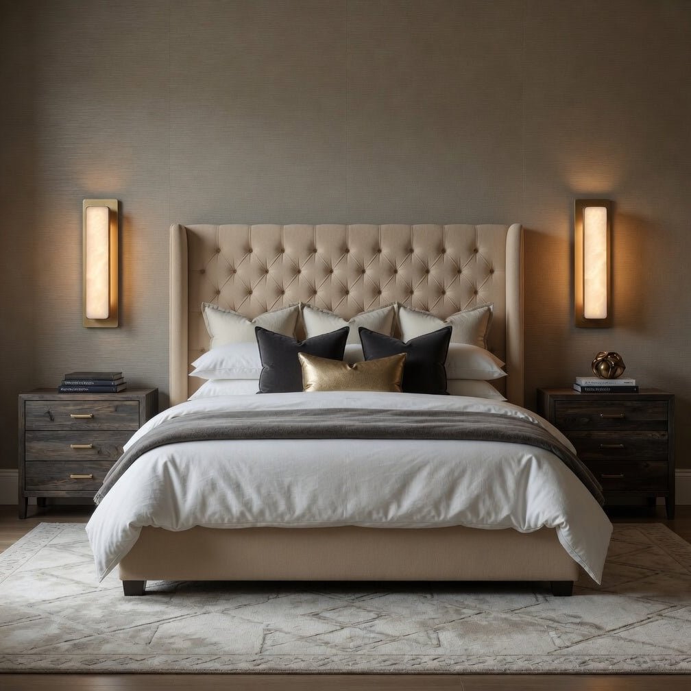 Capri marble wall sconce warm glow detail