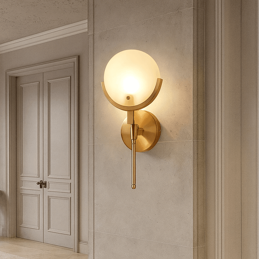 Vellaro hand-carved Spanish marble cylinder wall sconce