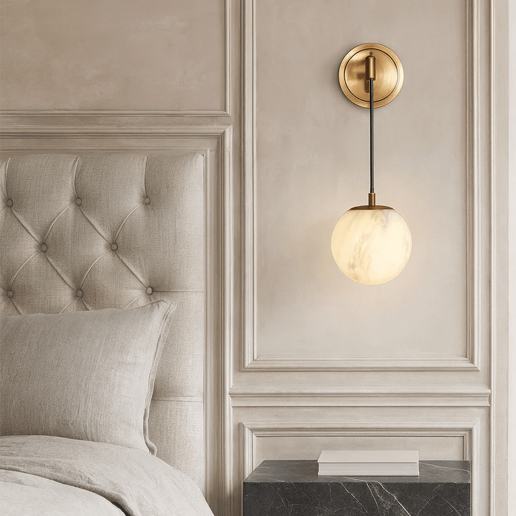 Horrin marble ball wall sconce full view