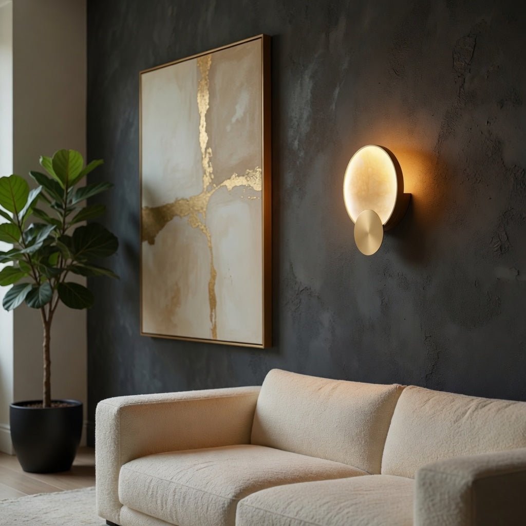 buyBarley Marble & Brass Wall Sconce - Morsale