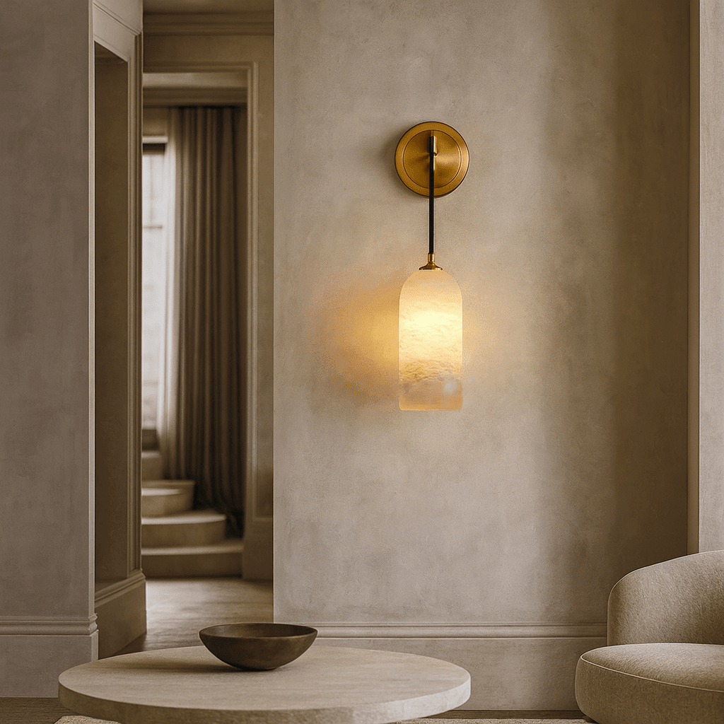 Lucera marble and brass wall sconce full view