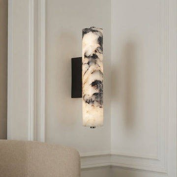 Valmont marble cylinder wall sconce full view