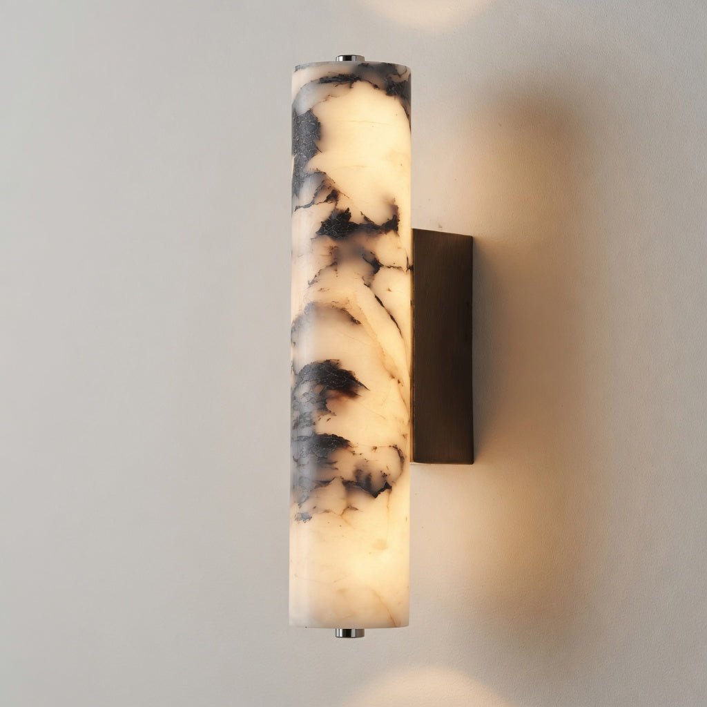 Detail of the marble cylinder on the Valmont sconce