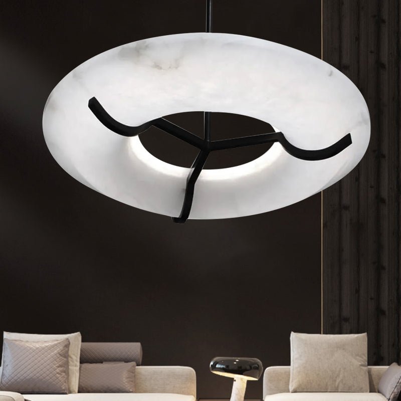 Maxine Modern Round Alabaster Dining Room Chandelier - 23.6" Dcasivra