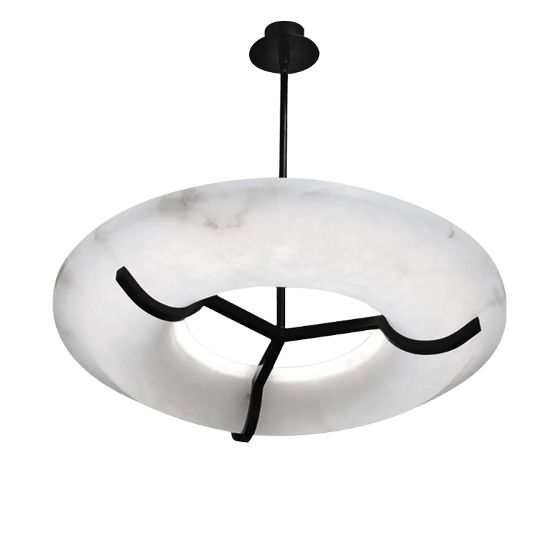 Maxine Modern Round Alabaster Dining Room Chandelier - 23.6" Dcasivra