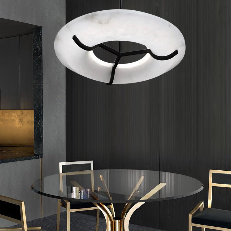 Maxine Modern Round Alabaster Dining Room Chandelier - 23.6" Dcasivra
