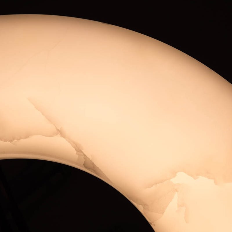 Maxine Modern Round Alabaster Plate Chandelier, Exquisite Illumination - 33.5" Dcasivra