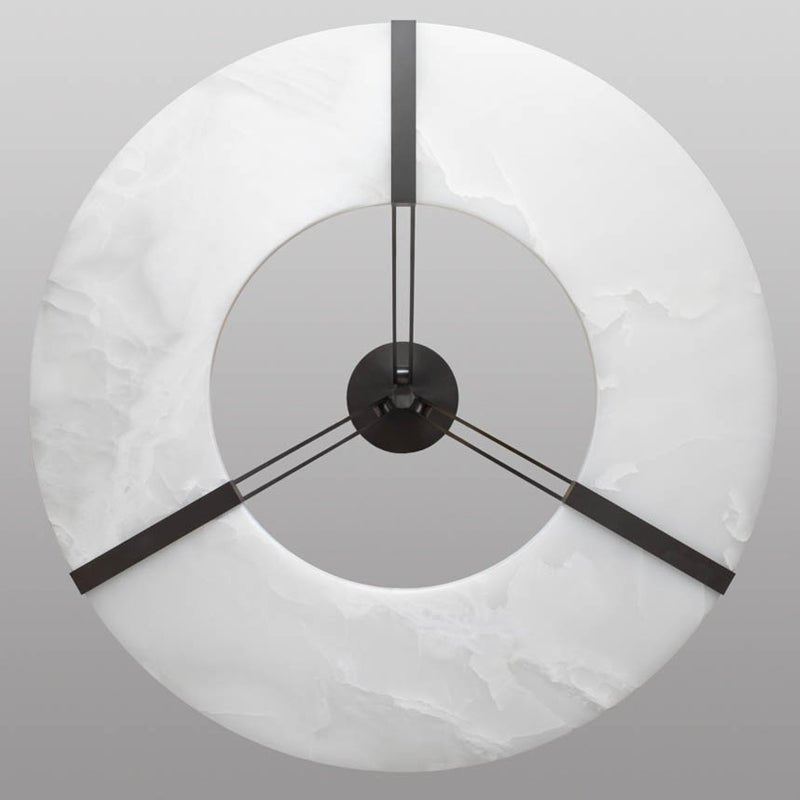 Maxine Modern Round Alabaster Plate Chandelier, Exquisite Illumination - 33.5" Dcasivra