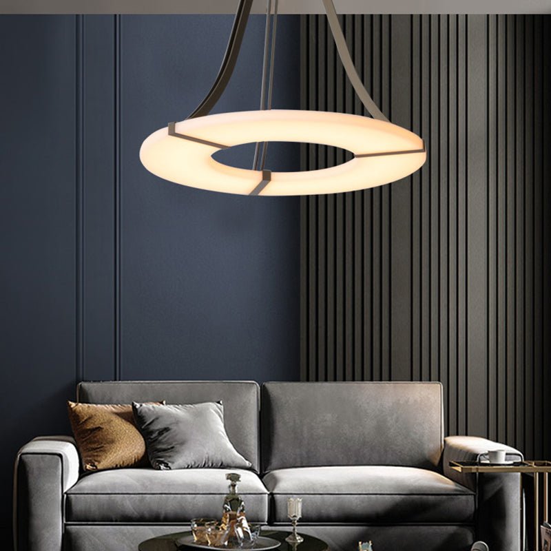 Maxine Modern Round Alabaster Plate Chandelier, Exquisite Illumination - 33.5" Dcasivra